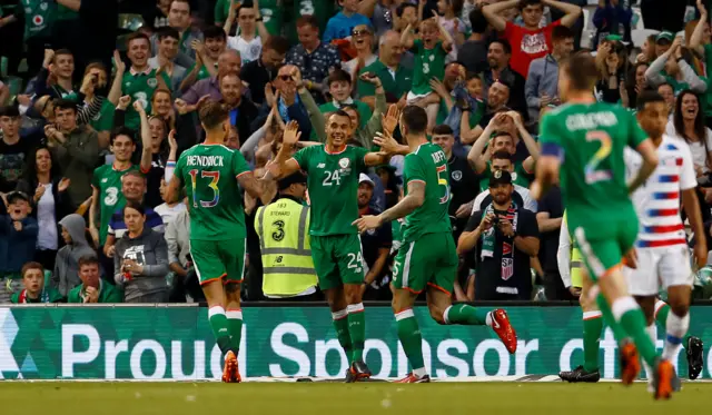 Republic of Ireland players celebrate