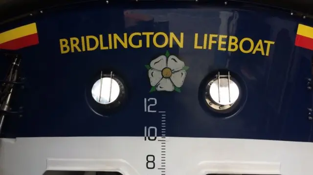 The front of the RNLI lifeboat at Bridlington.