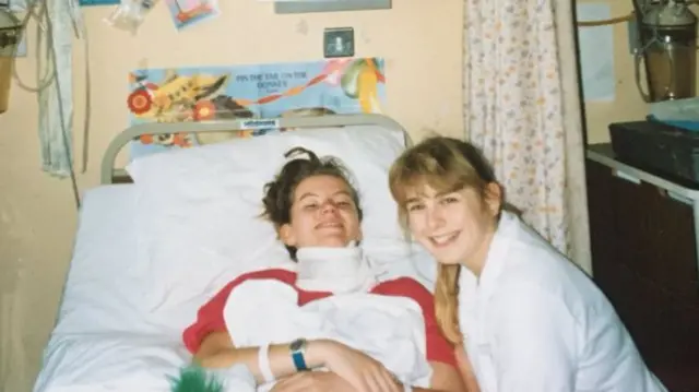 Liz Brown (left) and her nurse Debbie