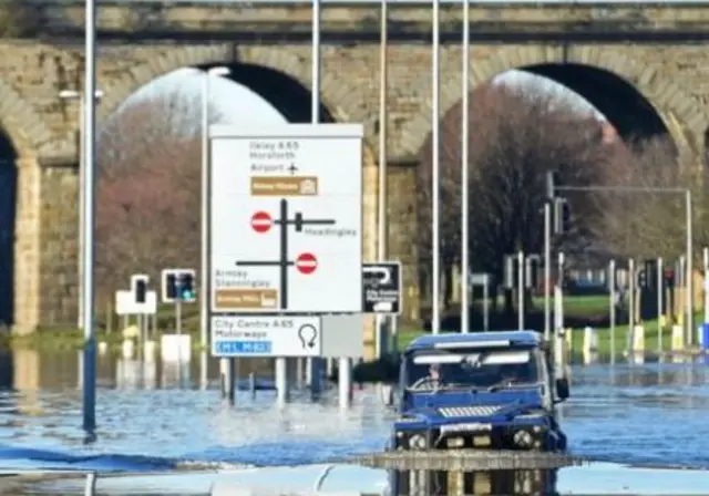 Leeds city centre under water