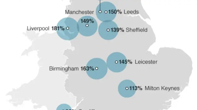 Map showing rise in city living