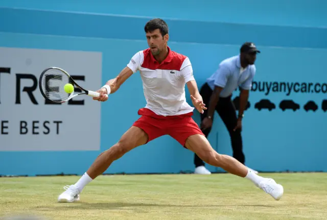 Djokovic crosses the court