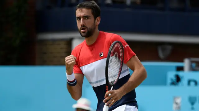 Marin Cilic wins the first set 7-6