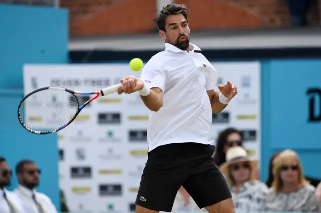 Jeremy Chardy hits a forehand