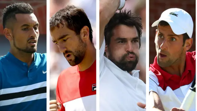 Marin Cilic, Nick Kyrgios, Novak Djokovic, Jeremy Chardy