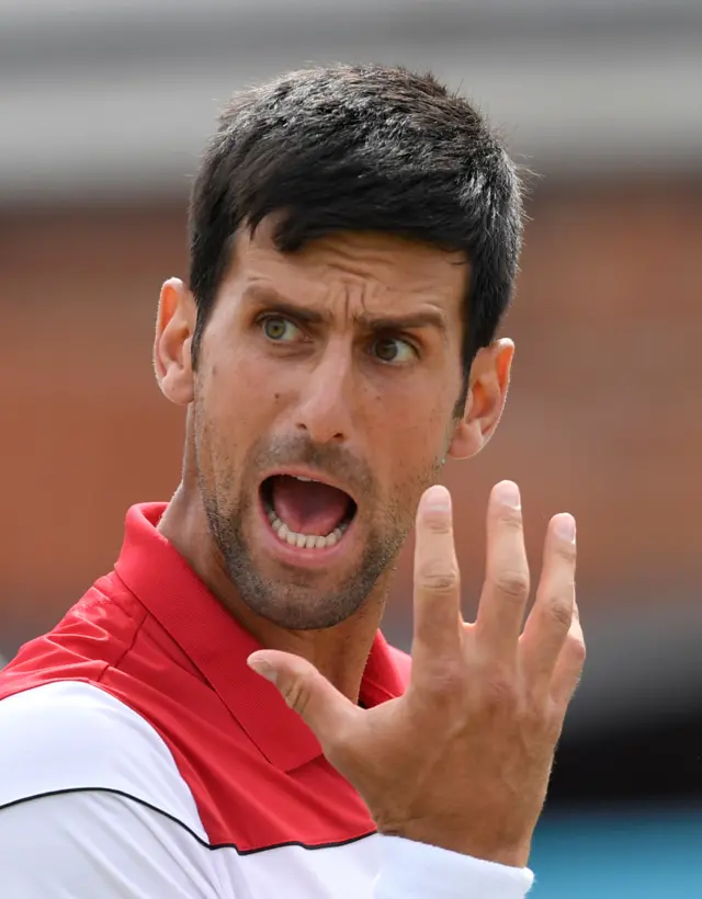 Djokovic frustrated with the umpire's call