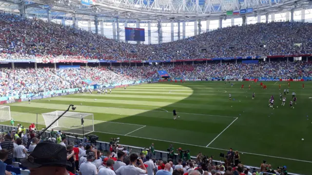 View from behind the goal