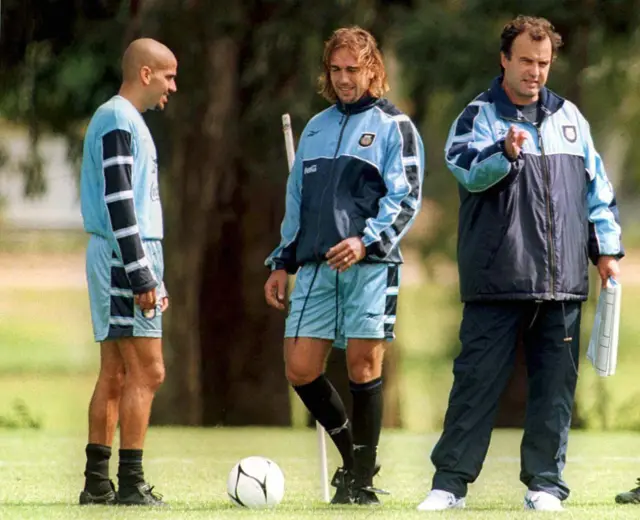 Juan Sabastian Veron, Gabriel Batistuta and Marcelo Bielsa