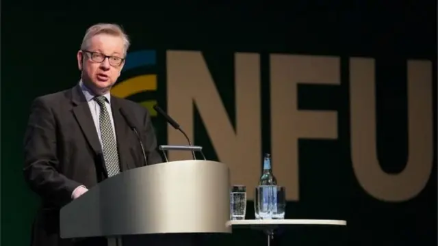 Mr Gove speaking at an NFU event