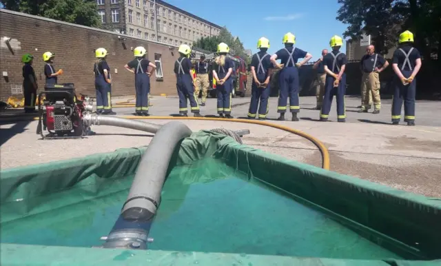 Firefighting school students