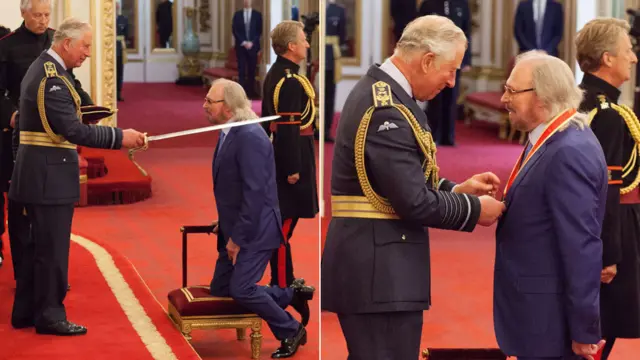Prince Charles knights Sir Barry Gibb
