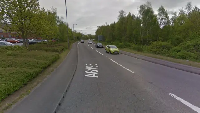 Road with trees on either side