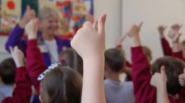 Hands up in class