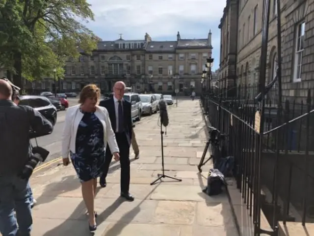 Fiona Hyslop and John Swinney were the last of the new cabinet to arrive