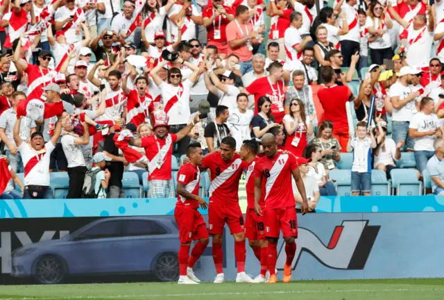 Peru celebrate goal