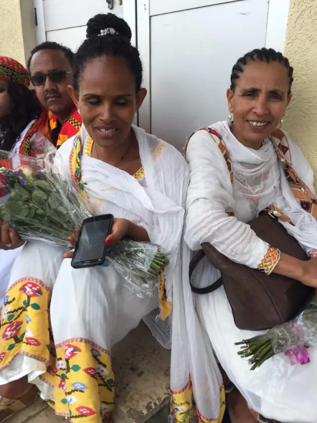 Members of a traditional dance group