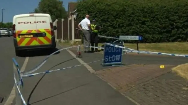 Police van outside Steven Close