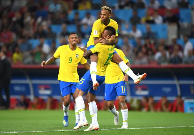 Brazil's players celebrate