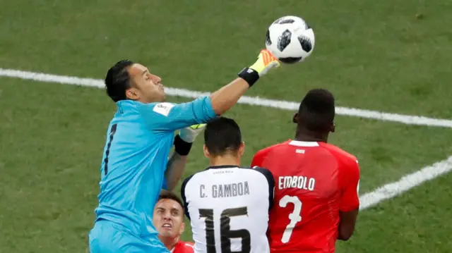 Costa Rica's Keylor Navas punches the ball