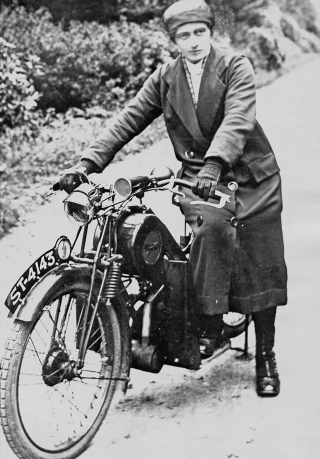 Flora Ferguson, the first nurse in the Highlands to be given a motorbike by HIMS to help bring medical services to remote areas