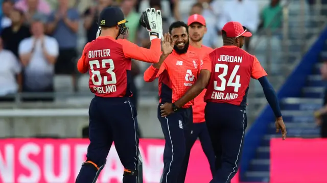 Adil Rashid celebrates