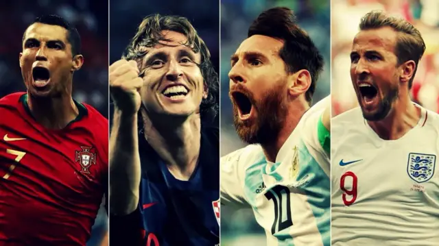 Ronaldo, Luka Modric, Lionel Messi and Harry Kane