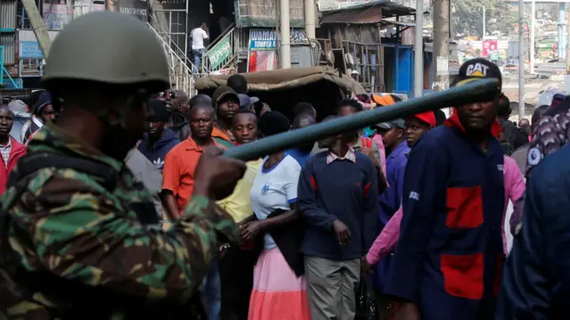 Riot police at Gikomba market, Nairobi, Kenya - 28 June 2018