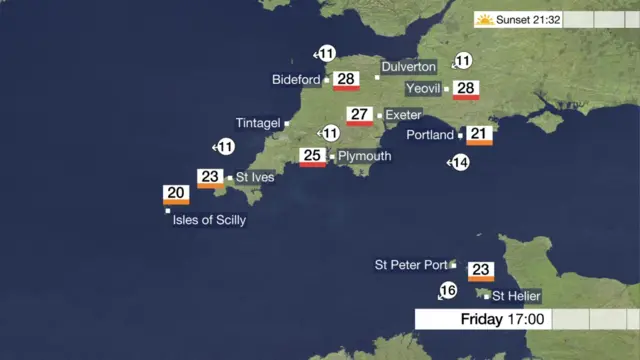 Friday afternoon weather map