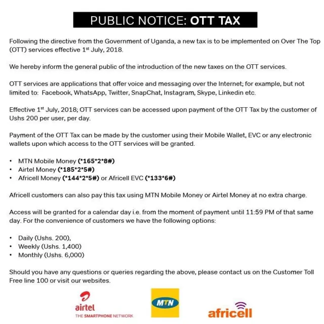 Statement from Airtel/MTN/Africell