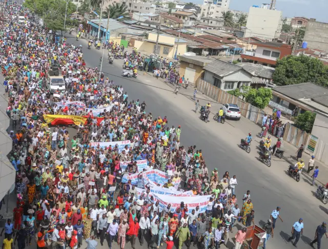 An anti-government protest in Benin