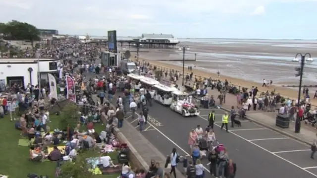 People on Cleethorpes promenade