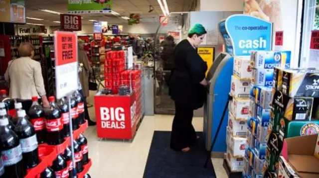 Cash machine in convenience store