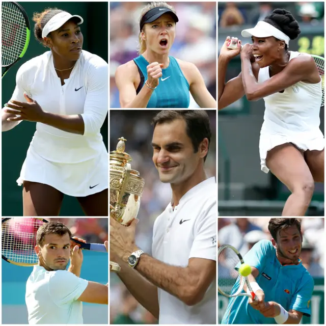 Serena Williams, Elina Svitolina, Venus Williams, Cameron Norrie, Roger Federer and Grigor Dimitrov