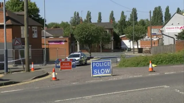 Cordoned off road