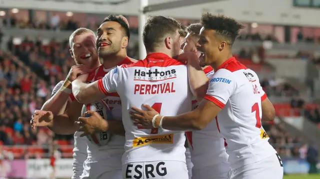 Mark Percival's try sealed Saints' 26-12 win against Hull on 6 April