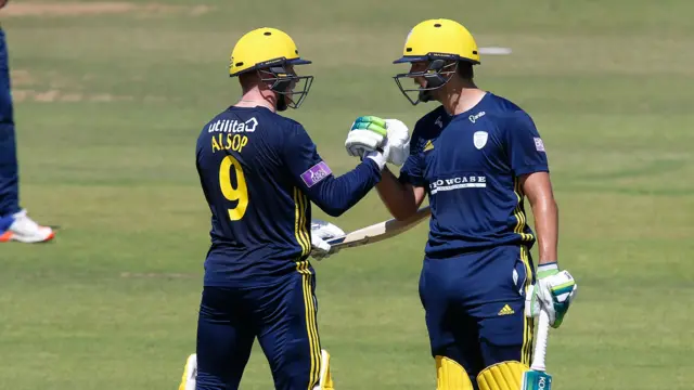 Rilee Rossouw and Tom Alsop celebrate their century parternship