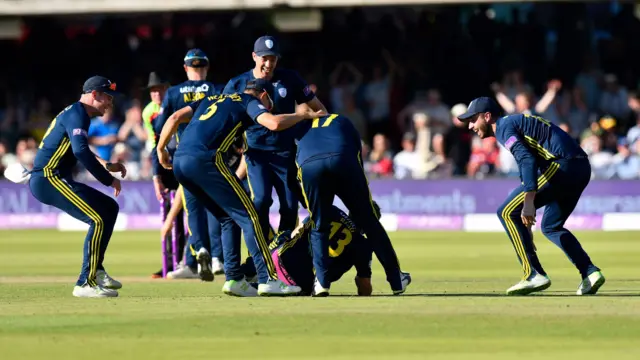 Hampshire celebrate winning the One-Day Cup