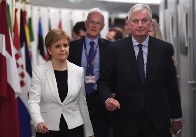 Nicola Sturgeon and Michel Barnier