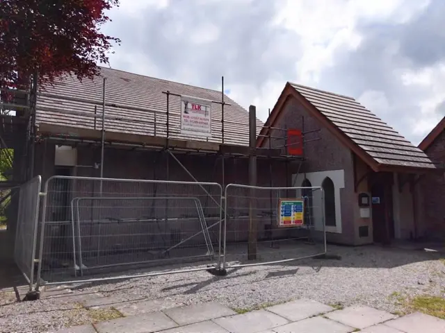 Scaffolding around church