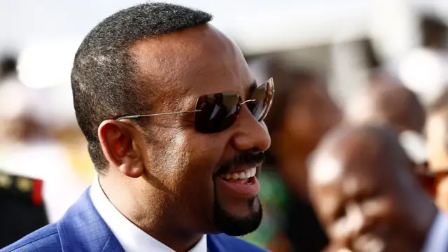 Ethiopian Prime Minister Abiy Ahmed arrives in Khartoum for an official visit to Sudan on 2 May 2018.