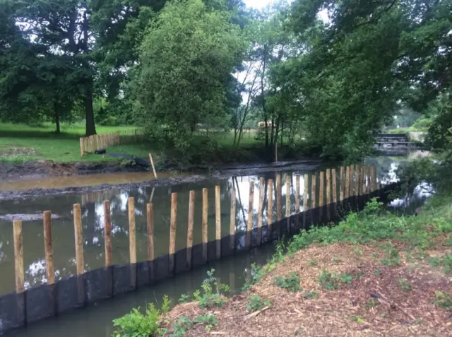 Repairs to banking along the lake