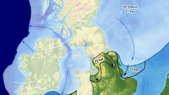 Ice sheet covering British Isles