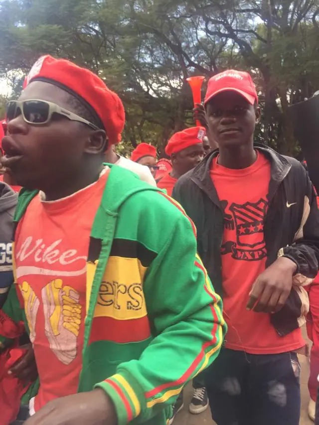 Supporters of Zimbabwe's opposition MDC party congregate