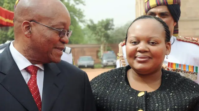 Jacob Zuma (L) and Nompumelelo Ntuli-Zuma.