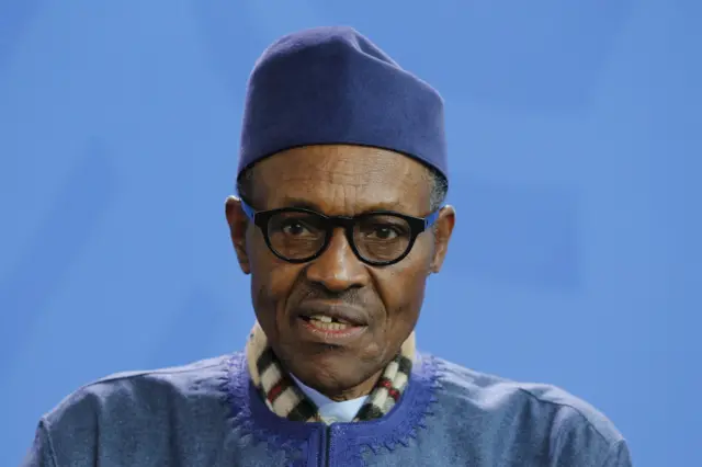 Muhammadu Buhari, on 14 October 2016 in Berlin