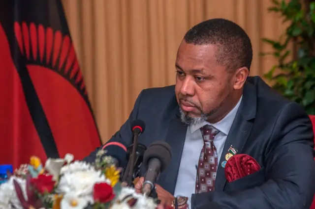 Saulos Klaus Chilima gives a press conference at his office at Capital Hill in Lilongwe, on June 6, 2018.