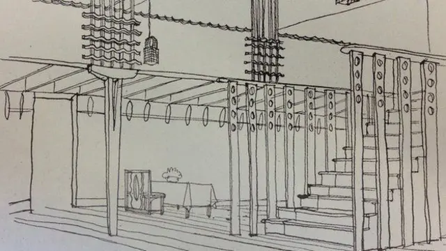 Sketch of Charles Rennie Mackintosh interior