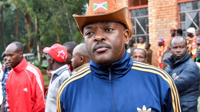 Burundian President Pierre Nkurunziza pictured after casting his ballot at a polling centre during the constitutional amendment referendum - 17 May 2018