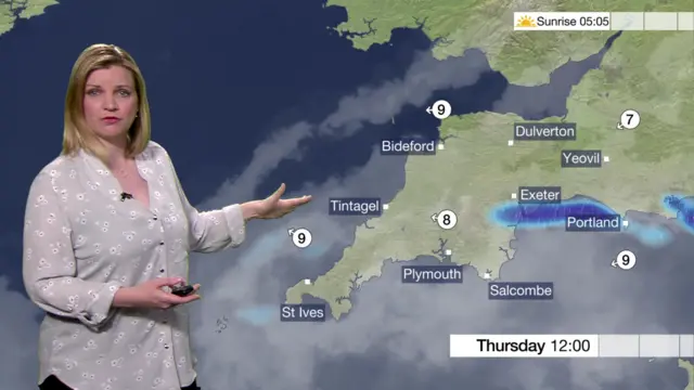 weather map for Devon and Cornwall