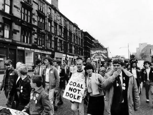 May Day March in Glasgow in 1984 in support of the Miners' Strike. Photo courtesy of The Daily Record.